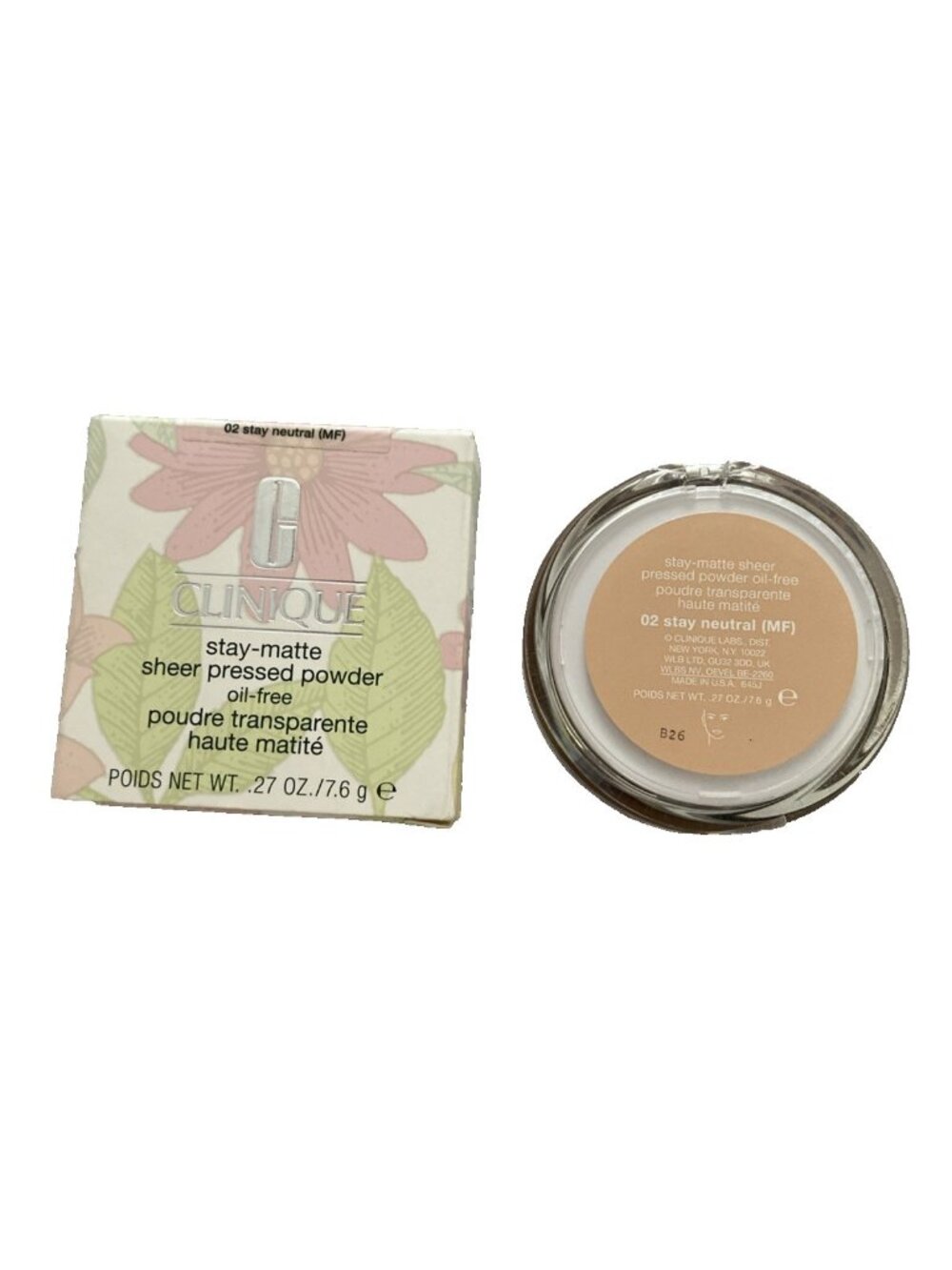 New in Box! Clinique Stay-Matte Sheer Pressed Powder Oil Free ~ 02 Stay Neutral